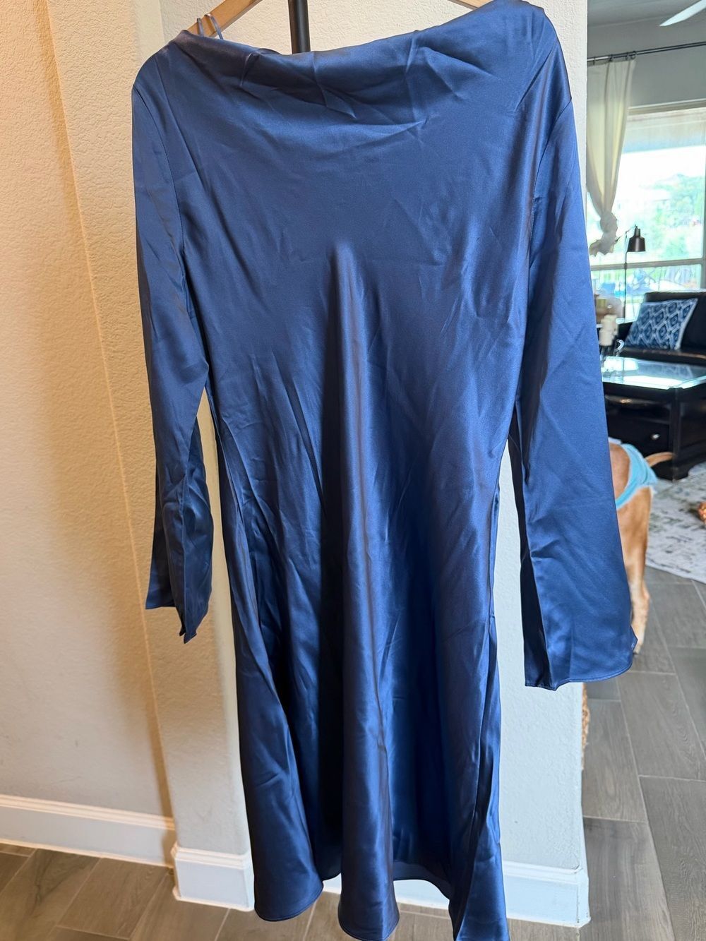 Quince 100% Washable Silk Long Sleeve Mini Dress Moonstone Blue XL - Picture 2 of 8